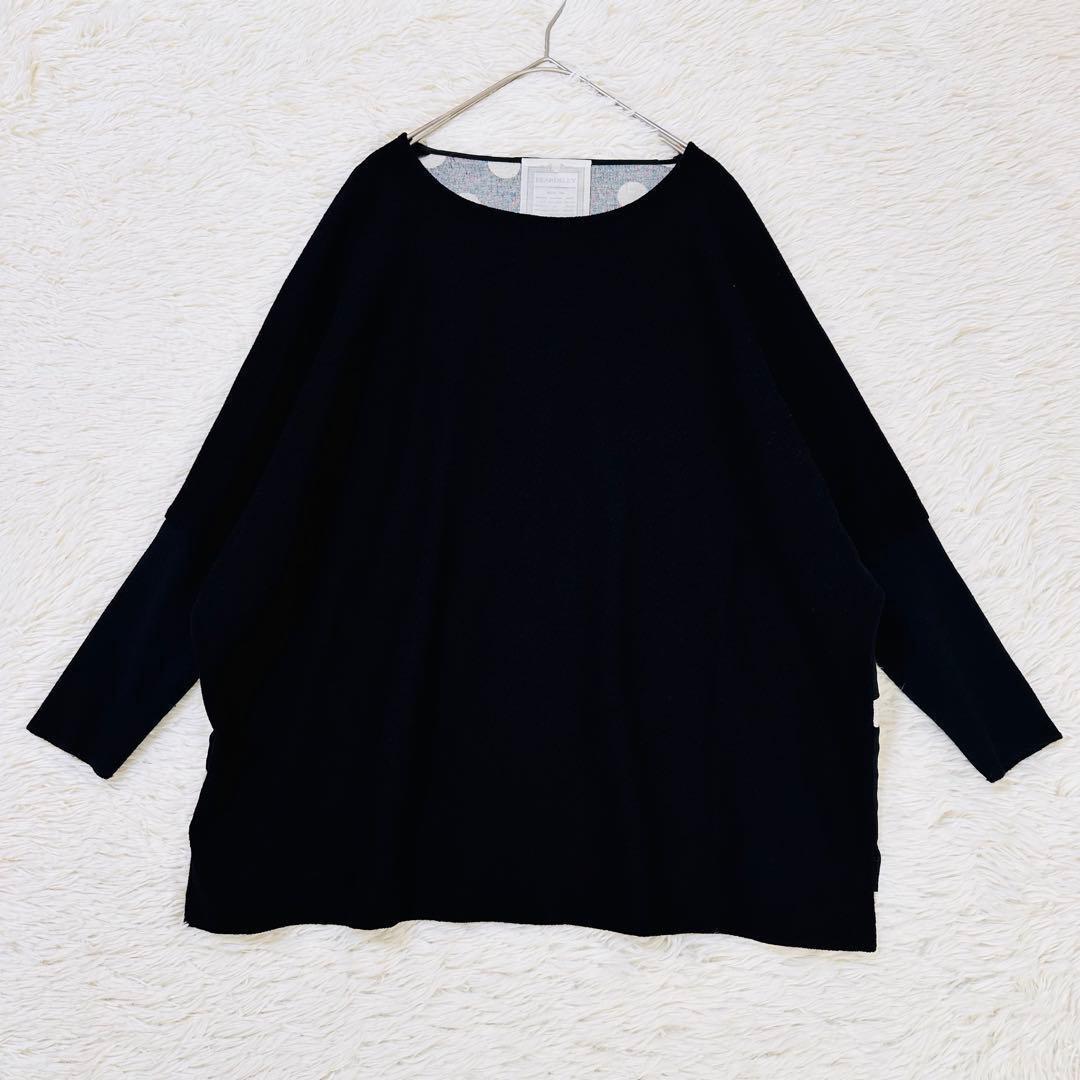 近年 完売✨ビアズリー 後ろドットニット ドルマン コクーン オーバーサイズ 黒