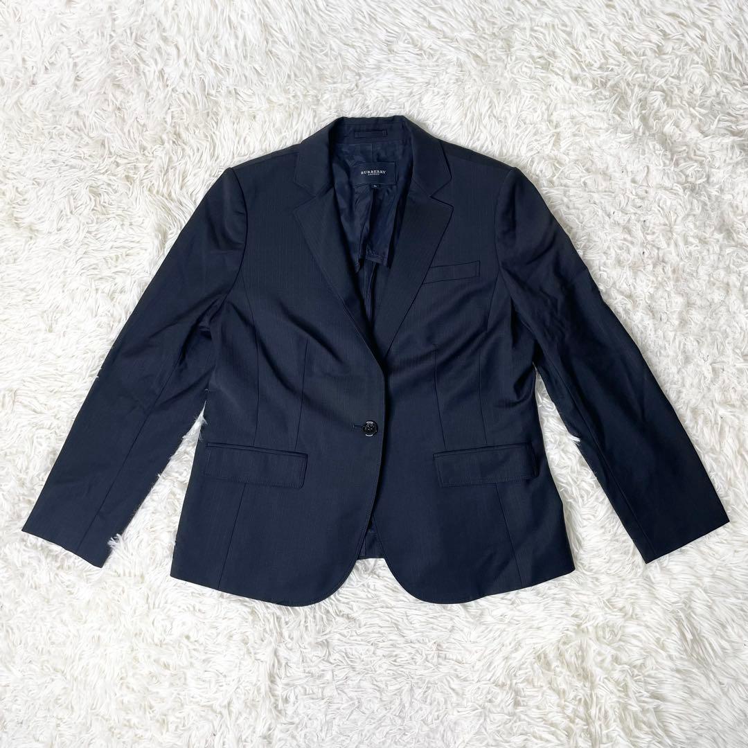 【美品】BURBERRY LONDON パンツスーツ 紺ストライプ 46