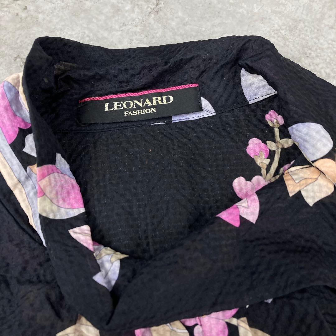 LEONARD レオナール　シルク　絹　100% リボン　花柄　2 半袖
