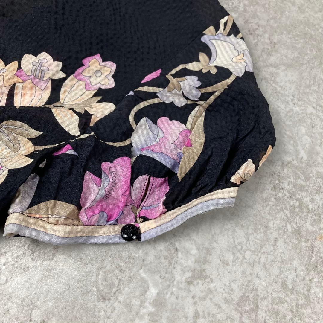 LEONARD レオナール　シルク　絹　100% リボン　花柄　2 半袖