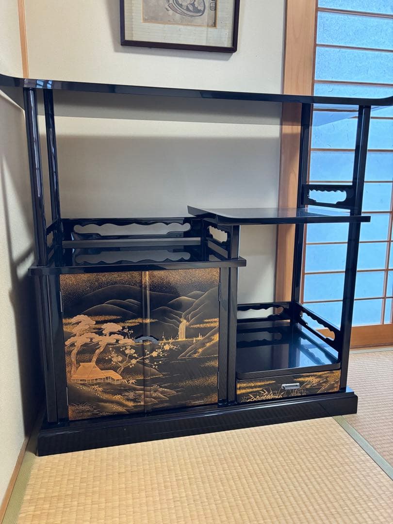 超高級　輪島漆塗り　飾り棚　和キャビネット