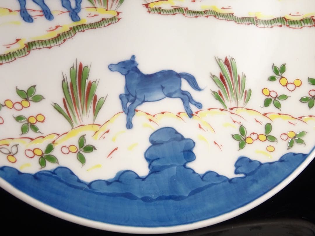 有田焼　葉山有樹　秀逸作　染錦　天馬　皿　5客　中皿　取皿　銘々皿　皿揃い