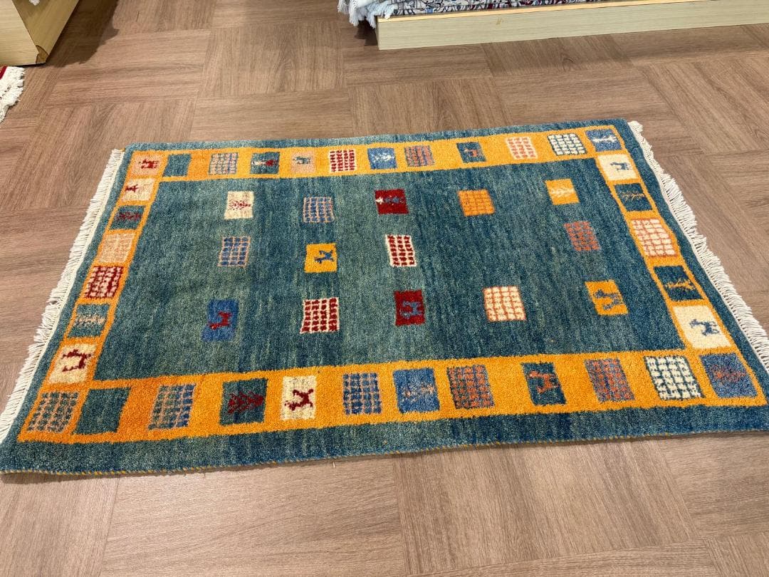 ギャッベ 152x102cm ペルシャ絨毯 手織り ギャベ 玄関マットラグ 絨毯