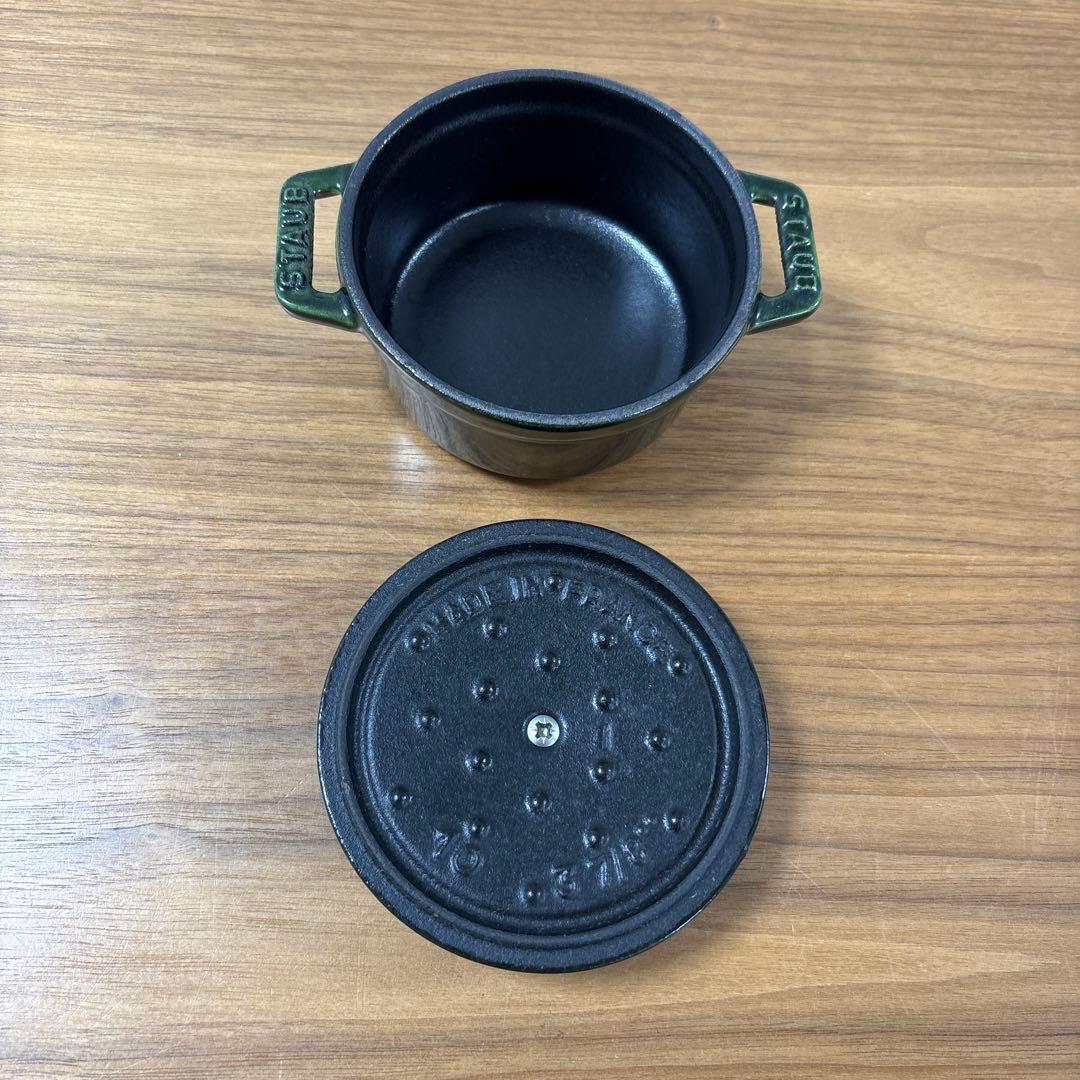 STAUB ココット ラウンド 10cm チェリーandバジルグリーン2個セット