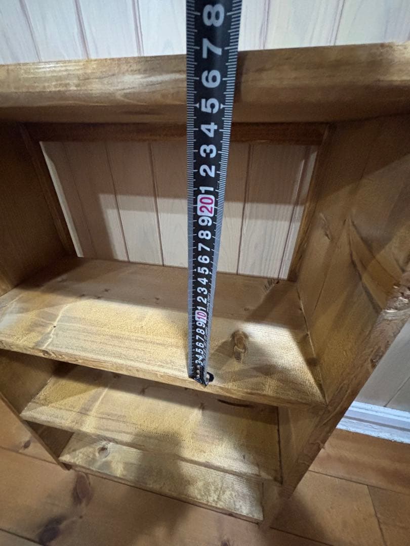 カントリー家具　ハンドメイド　オイル仕上げ3段棚