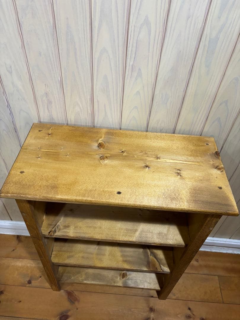 カントリー家具　ハンドメイド　オイル仕上げ3段棚