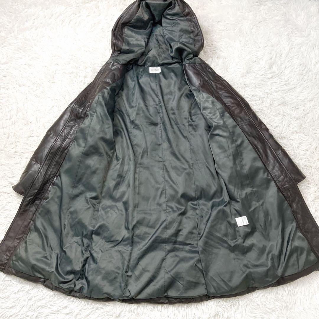 ゆか dinos So close, フード付きラムレザーダウンコート M