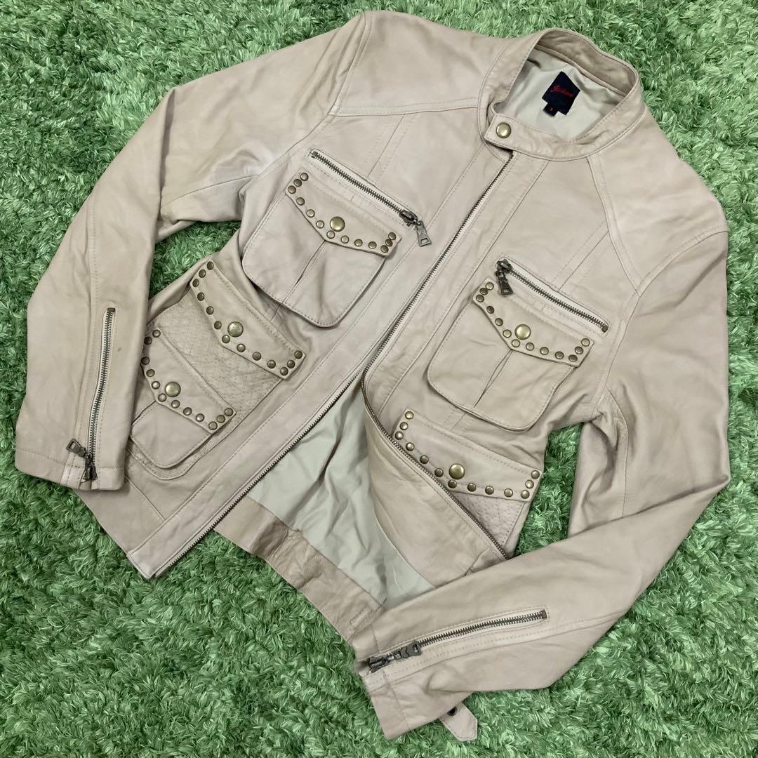 じっぽー様 ジャックローズ 羊革 レザージャケット メンズ3(M~L)