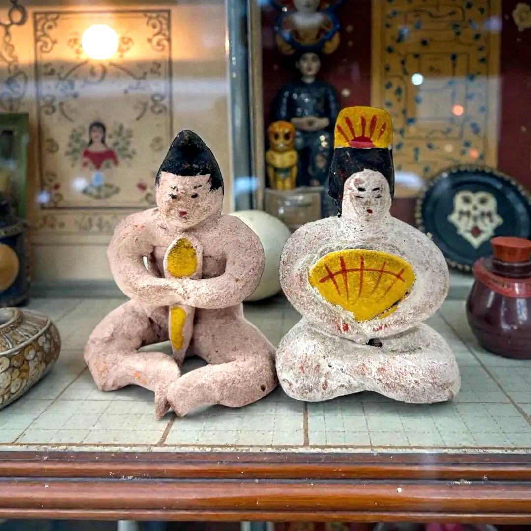 1960年代大阪府郷土玩具 堺湊焼 住吉人形【裸雛】手捻り土人形 津塩吉右衛門