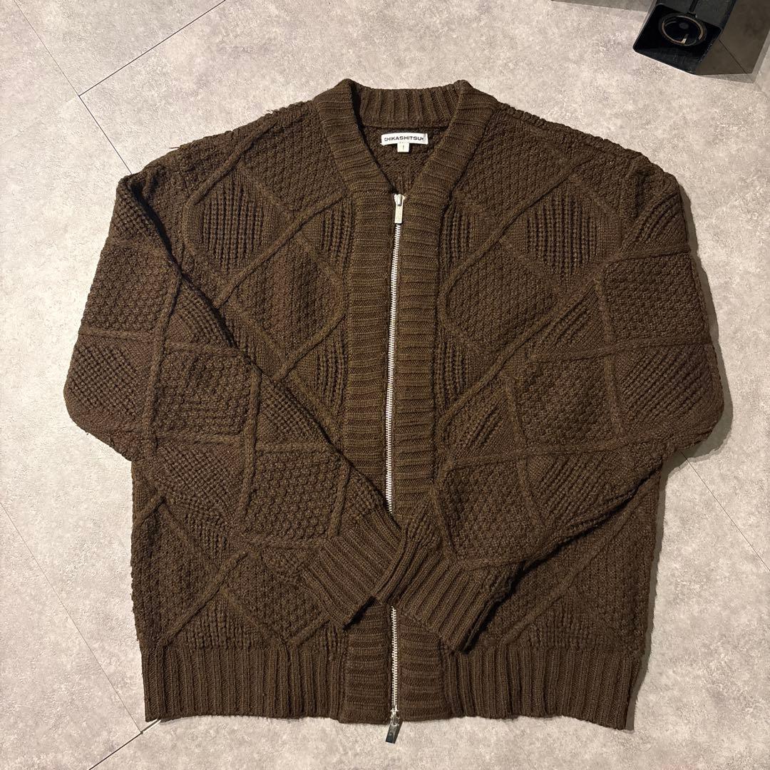 【CS】cable knit zip cardigan (brown)