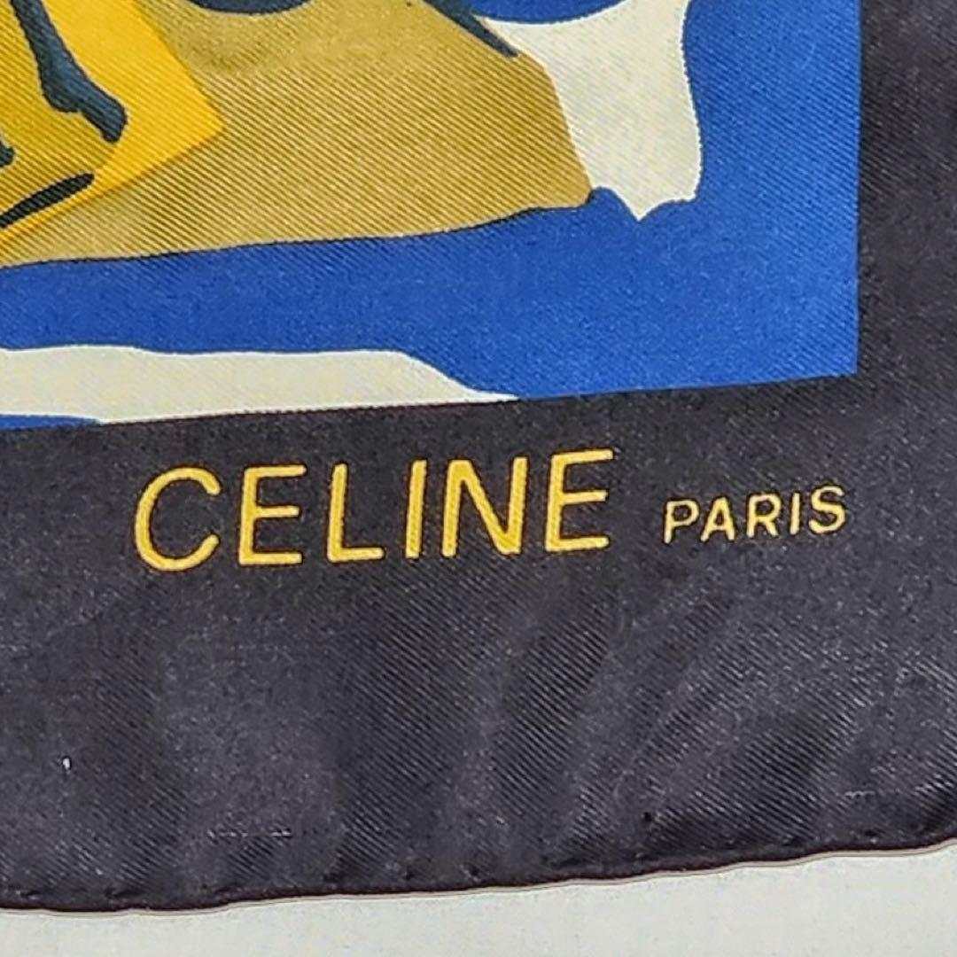 美品 ★CELINE★ スカーフ 大判 スターボール パリ シルク ブラック