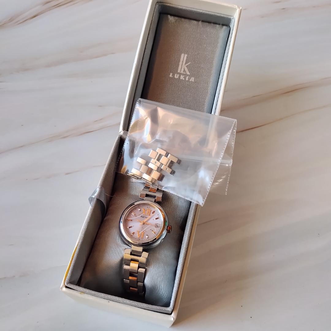 【稼働品】セイコー ルキア 腕時計 電波ソーラー 純正ブレス 箱付き SEIKO
