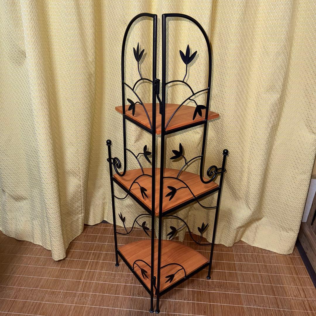 木製コーナーシェルフ　3段　プランタースタンド