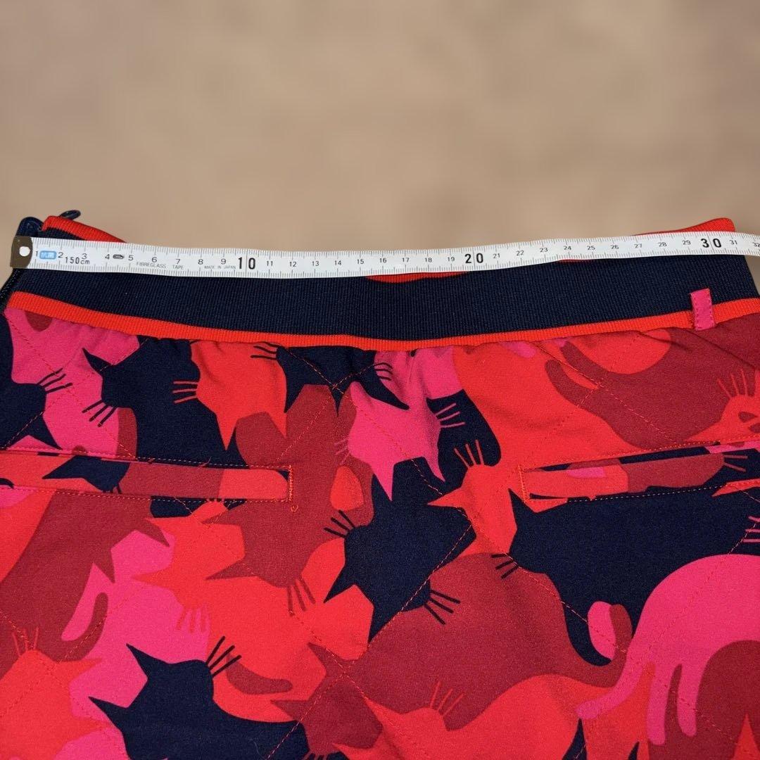 ルコックゴルフ4WAY猫柄/赤中綿スニードと猫柄/紺色中綿スカートセットアップM