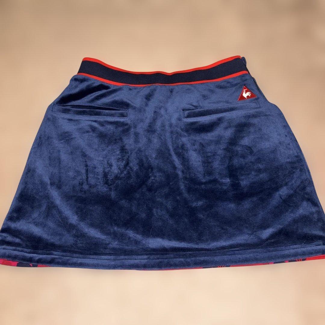 ルコックゴルフ4WAY猫柄/赤中綿スニードと猫柄/紺色中綿スカートセットアップM