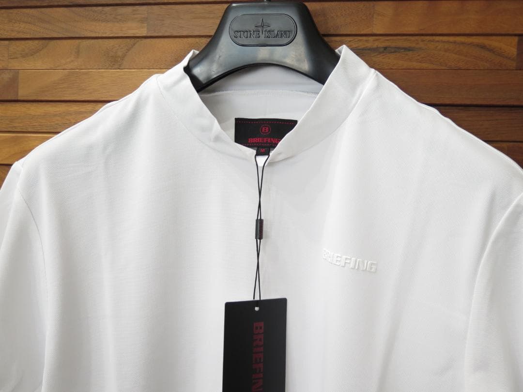 BRIEFING GOLFブリーフィングゴルフバックロゴラインシャツホワイトⓂ