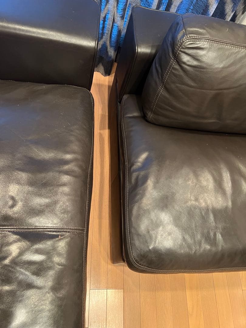 【1/3】moda en casa ダークブラウン レザー コーナーソファ L字