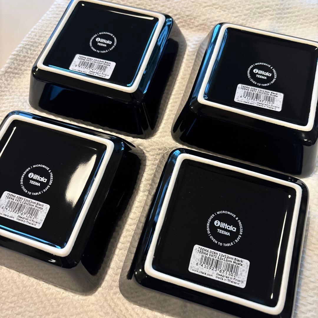 【新品未使用】イッタラ ティーマ スクエア 12×12 黒 4枚セット