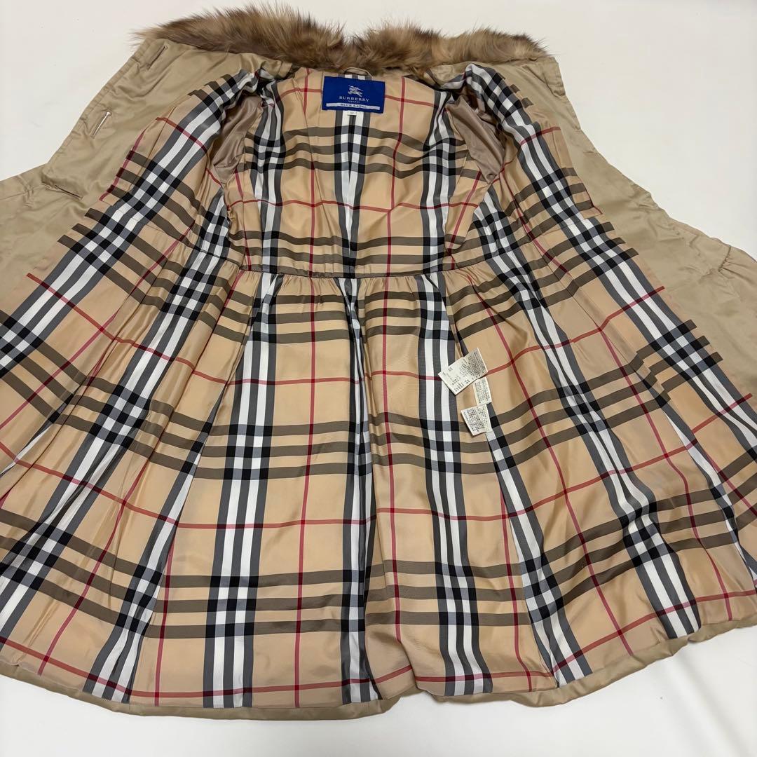 高級感✨バーバリーブルーレーベル ロングダウンコート ベルト メガチェック 38