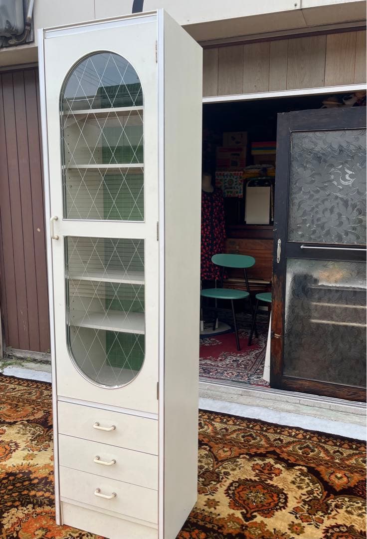 おがちよ＊食器棚 飾り棚 縦型 昭和レトロ レトロポップ 当時物インテリア