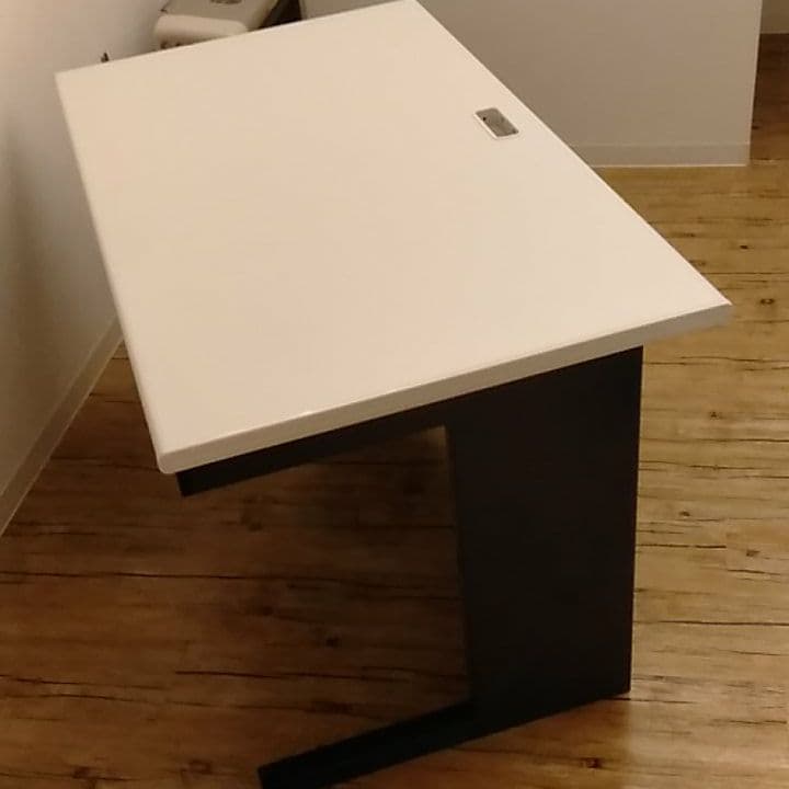 オフィスデスク パソコンデスク グレー脚xホワイト天板