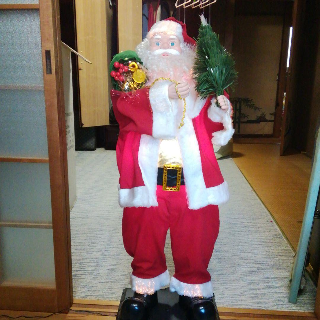 光る　歌う　踊る　サンタクロース人形土台付き