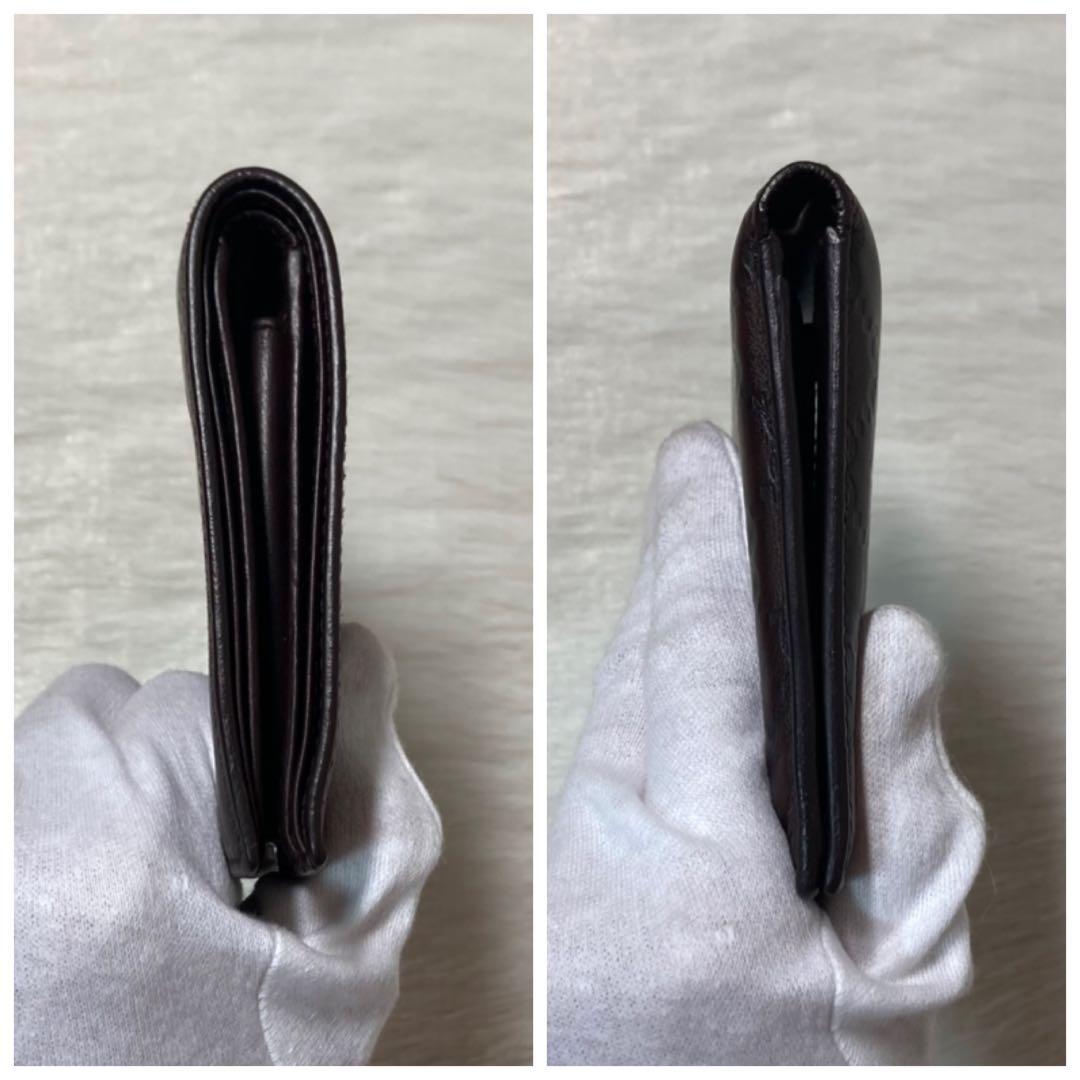 最終値下げ　美品　GUCCI グッチ グッチシマ レザー 二つ折り 財布　茶色