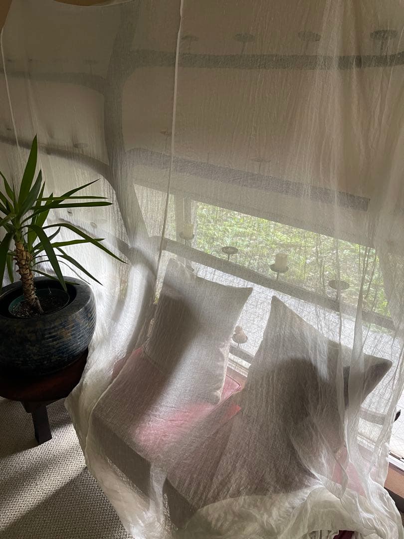 ナツソビク 自然素材　麻100％　カーテン　高級オーダーメイド　大小2枚セット