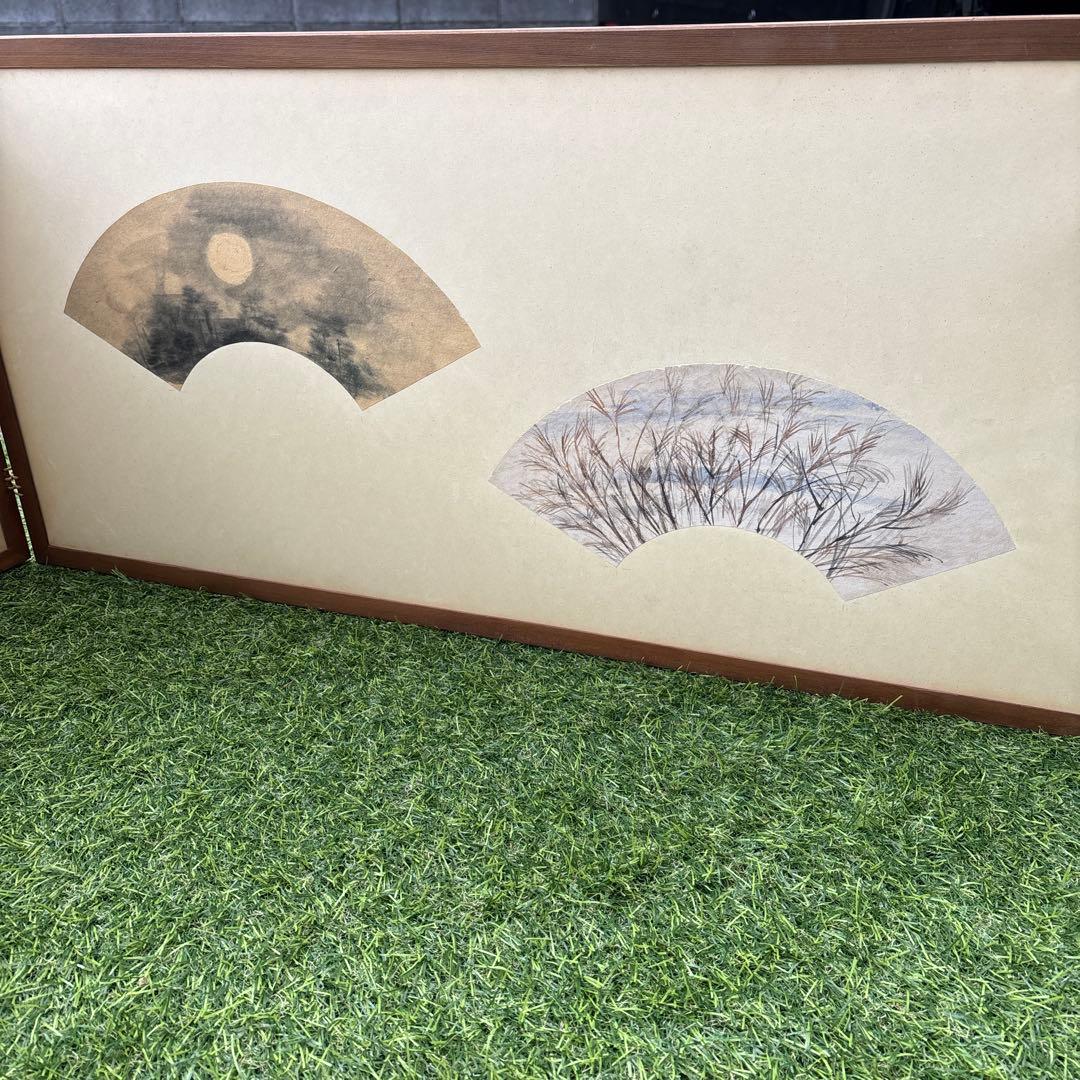 和風アート 扇形の絵画 4点セット