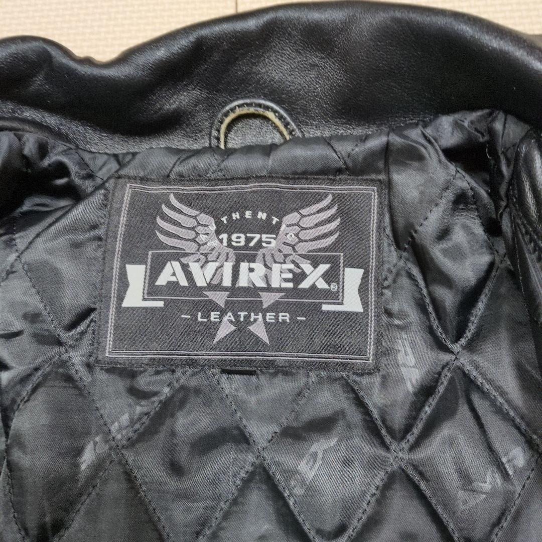 AVIREX ブラックレザー シングルライダースジャケットバイカー