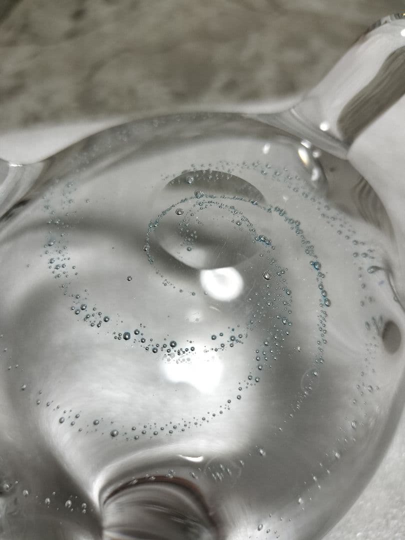 【未使用】杉江 智 クリアガラス製器 ３点セット 水色の気泡