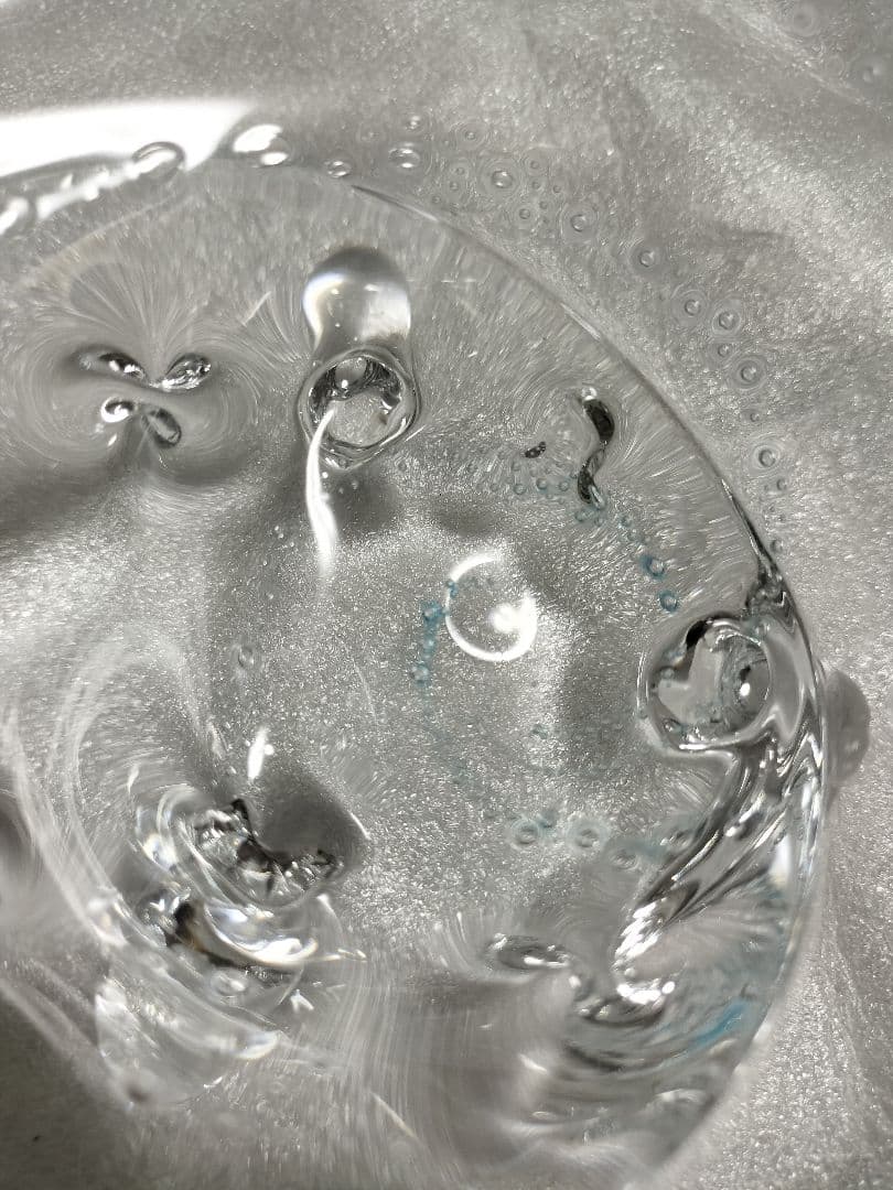 【未使用】杉江 智 クリアガラス製器 ３点セット 水色の気泡