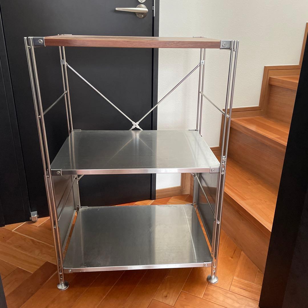 無印良品 スチール&ウォルナット ユニットシェルフ3段