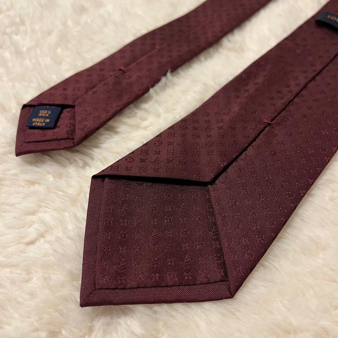 極美品！ 現行品 ルイヴィトン ネクタイ モノグラム ボルドー