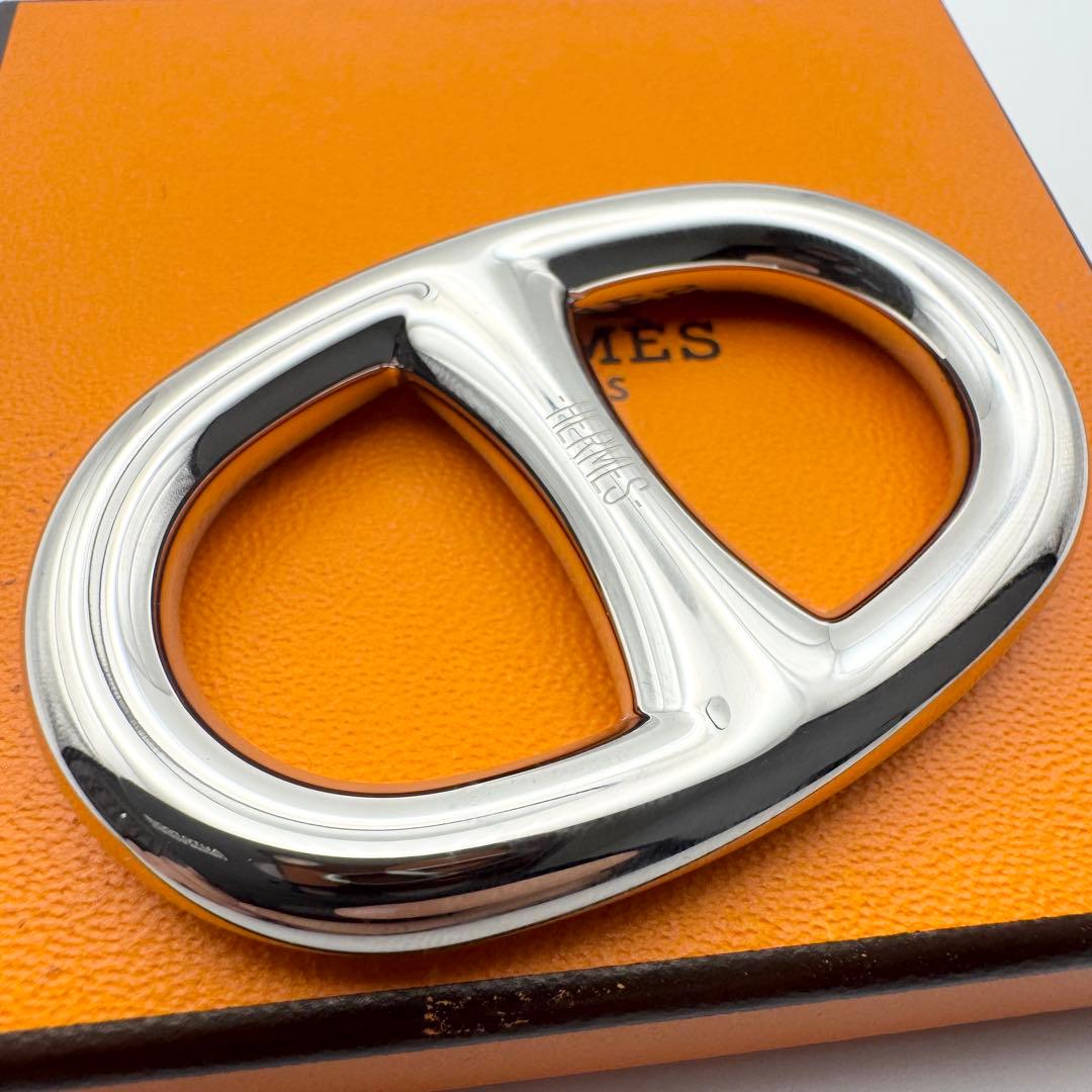 【極美品】エルメス HERMES スカーフリング シェーヌダンクル シルバー
