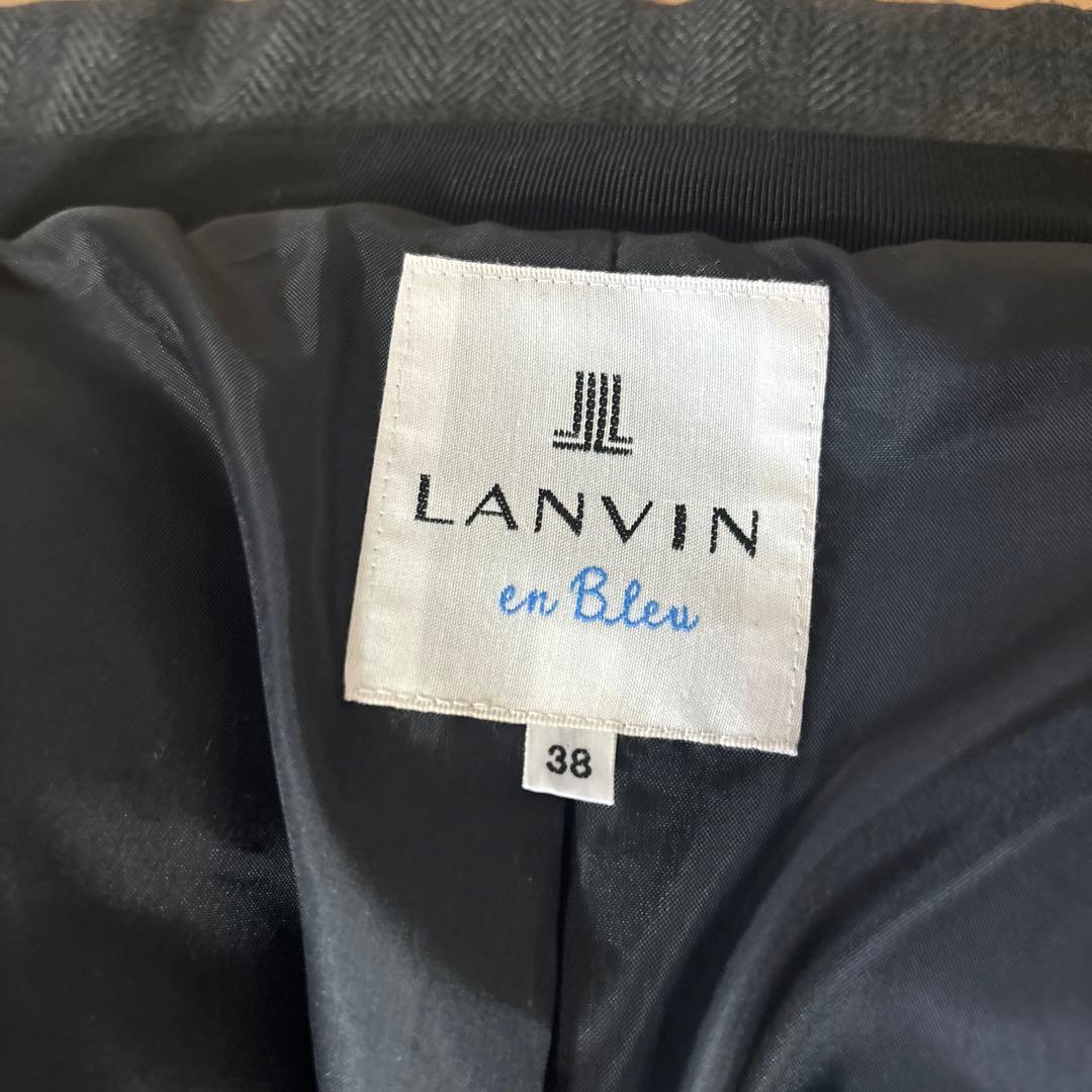 LANVIN en Bleu ランバンブルー 38 ヘリンボーン　ダウンコート