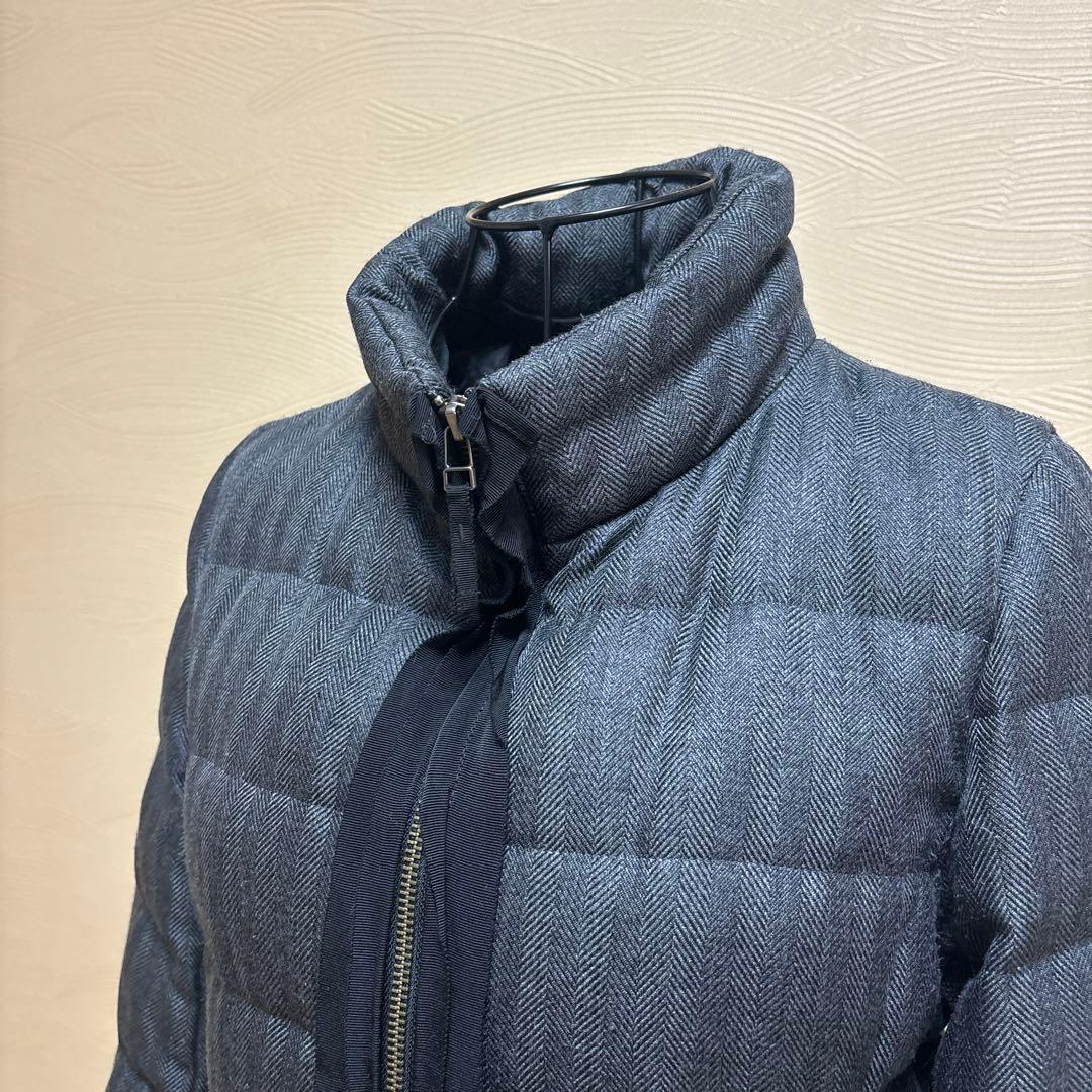 LANVIN en Bleu ランバンブルー 38 ヘリンボーン　ダウンコート