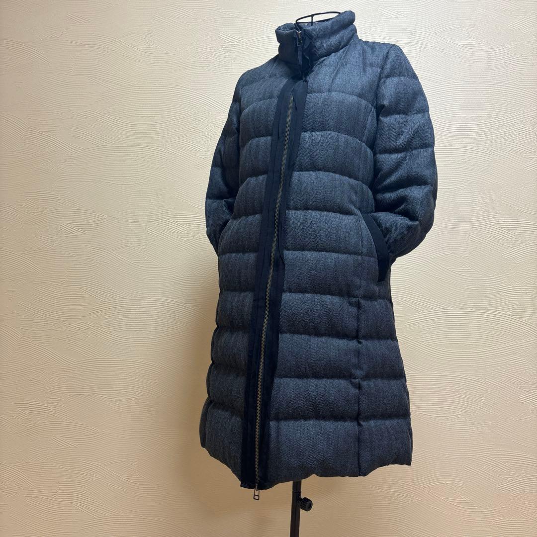 LANVIN en Bleu ランバンブルー 38 ヘリンボーン　ダウンコート