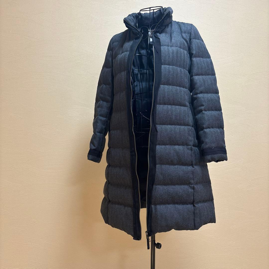 LANVIN en Bleu ランバンブルー 38 ヘリンボーン　ダウンコート