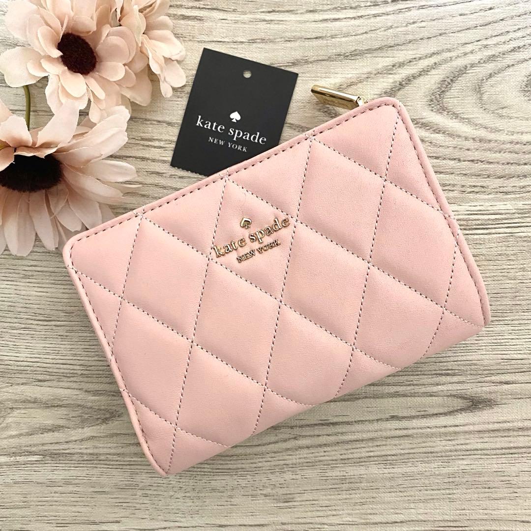 新品未使用☆kate spade 折り財布　ピンク　キルティング　二つ折り財布