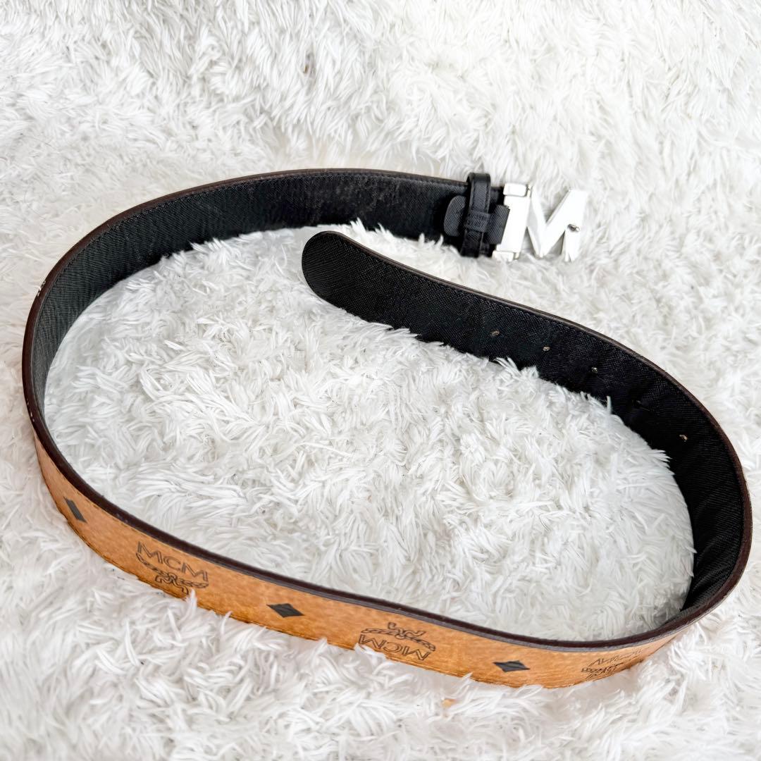 【廃盤&美品】MCM ベルト ヴィセトス 本革 ブラウン シルバー金具