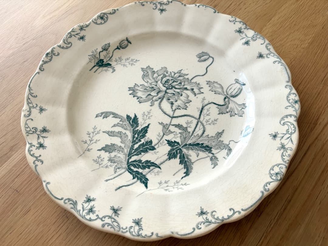 希少　フランスアンティーク　花リムプレート　ショワジールロワ窯　PAVOTS