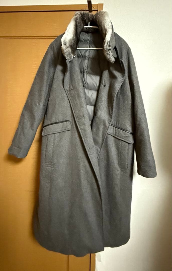 ウールコート見えダウンロングコート　ディノス　ダーマコレクション