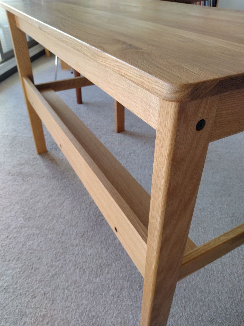 【訳あり美品】MUJI/無印良品 オーク無垢材デスク110cm引出足元棚付学習机