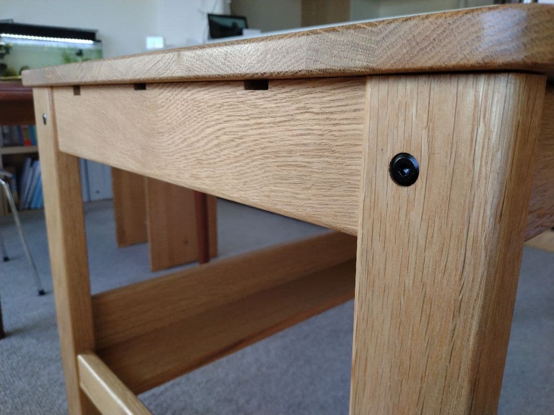 【訳あり美品】MUJI/無印良品 オーク無垢材デスク110cm引出足元棚付学習机