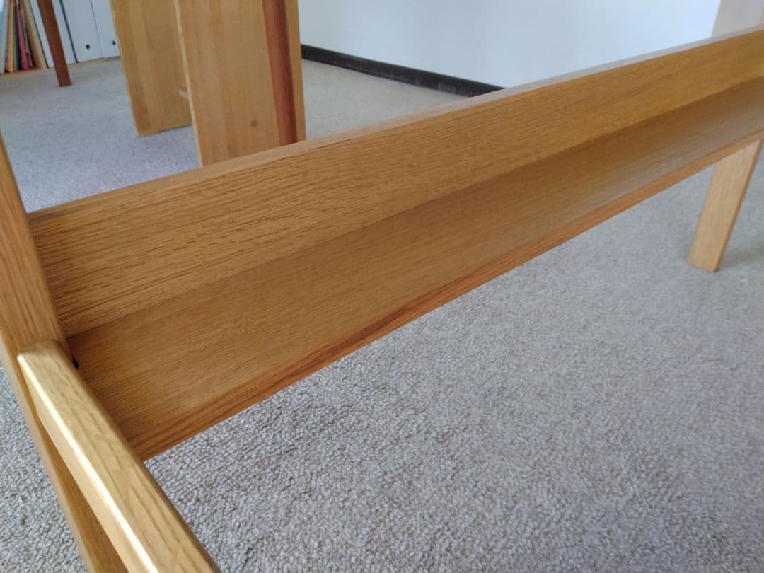 【訳あり美品】MUJI/無印良品 オーク無垢材デスク110cm引出足元棚付学習机