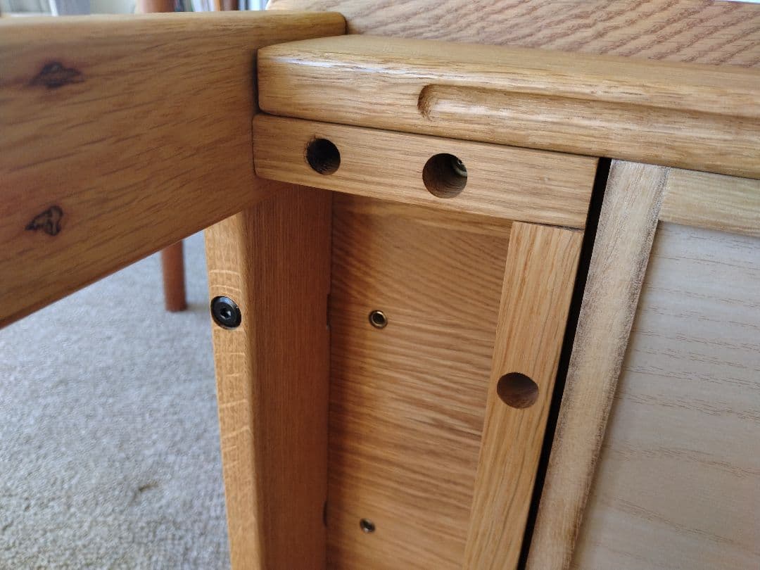 【訳あり美品】MUJI/無印良品 オーク無垢材デスク110cm引出足元棚付学習机