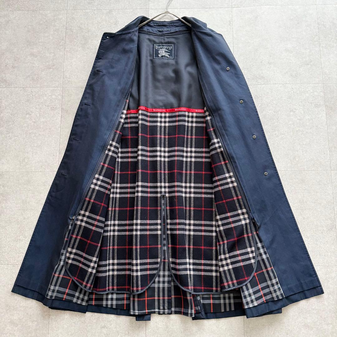 バーバリーズ　ロングコート　玉虫色　紺　ノバチェック　ライナー　2way