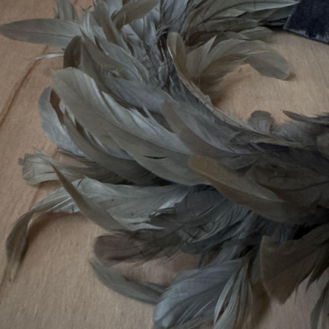 リース 羽 リボン アンティーク／クリスマスリース 希少