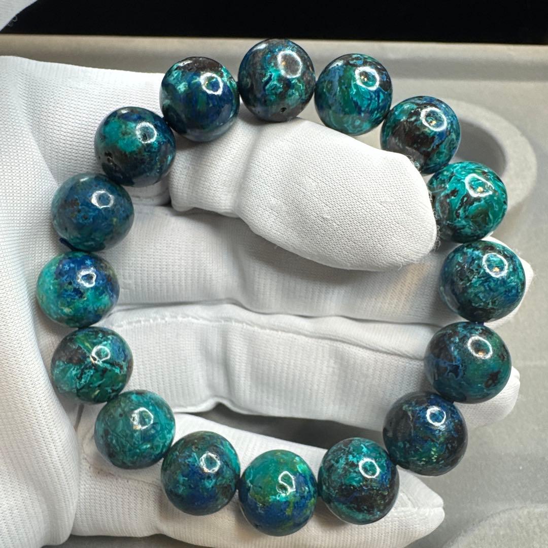 【値下げ中】【高品質】クリソコラ　ブレスレット　12.9mm